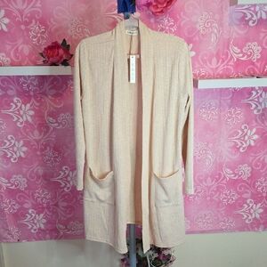 Elegant Women's Cream Open-Front Cardigan